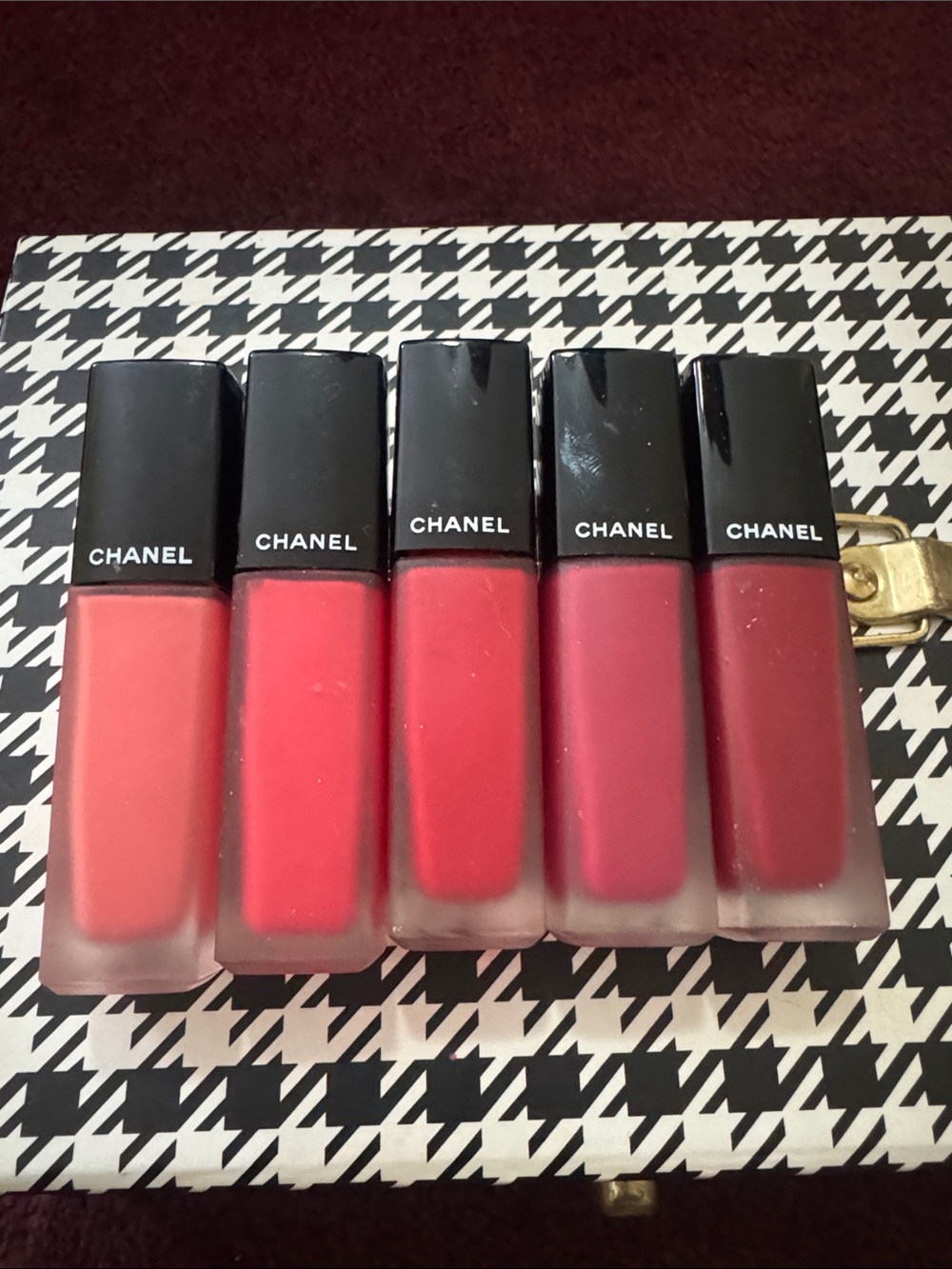 CHANEL Liquid Lipstick Set — Coral, Bright Pink, Classic Red, Berry, Deep Wine